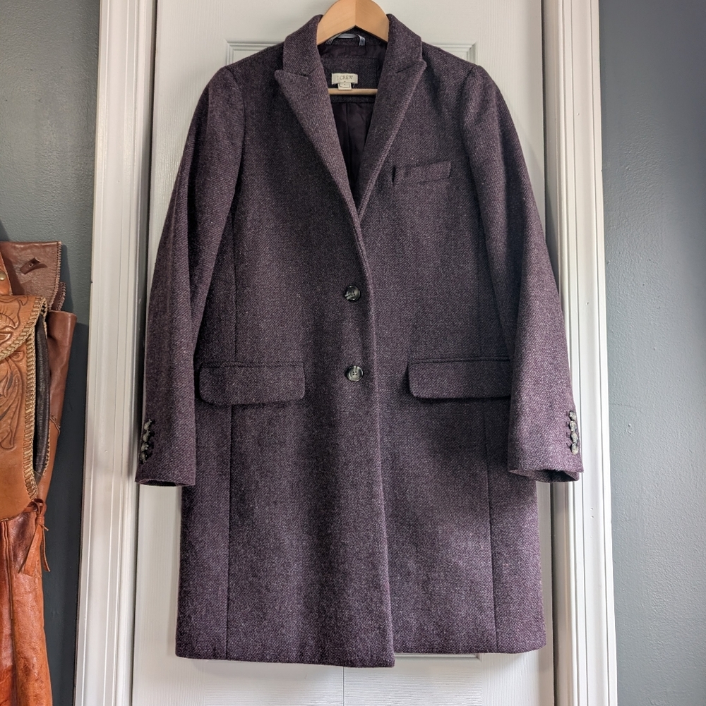 Purple J. Crew Wool Topcoat Size 4